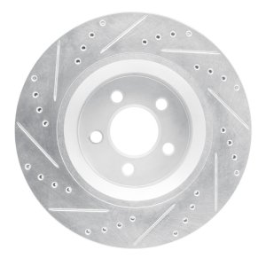 Jeep Liberty Brake Rotor (1) - Front Right - R1 Concepts - Drilled & Slotted - Silver - `11-`12